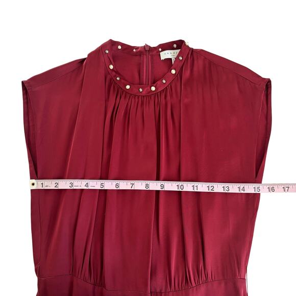 Sandro Conique Merlot Burgundy Embellished Neckline Midi Dress Women’s EU 36 - Picture 7 of 11